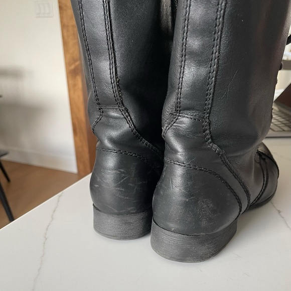 Steve Madden Troopa Boots Black Leather Boots - Picture 3 of 3